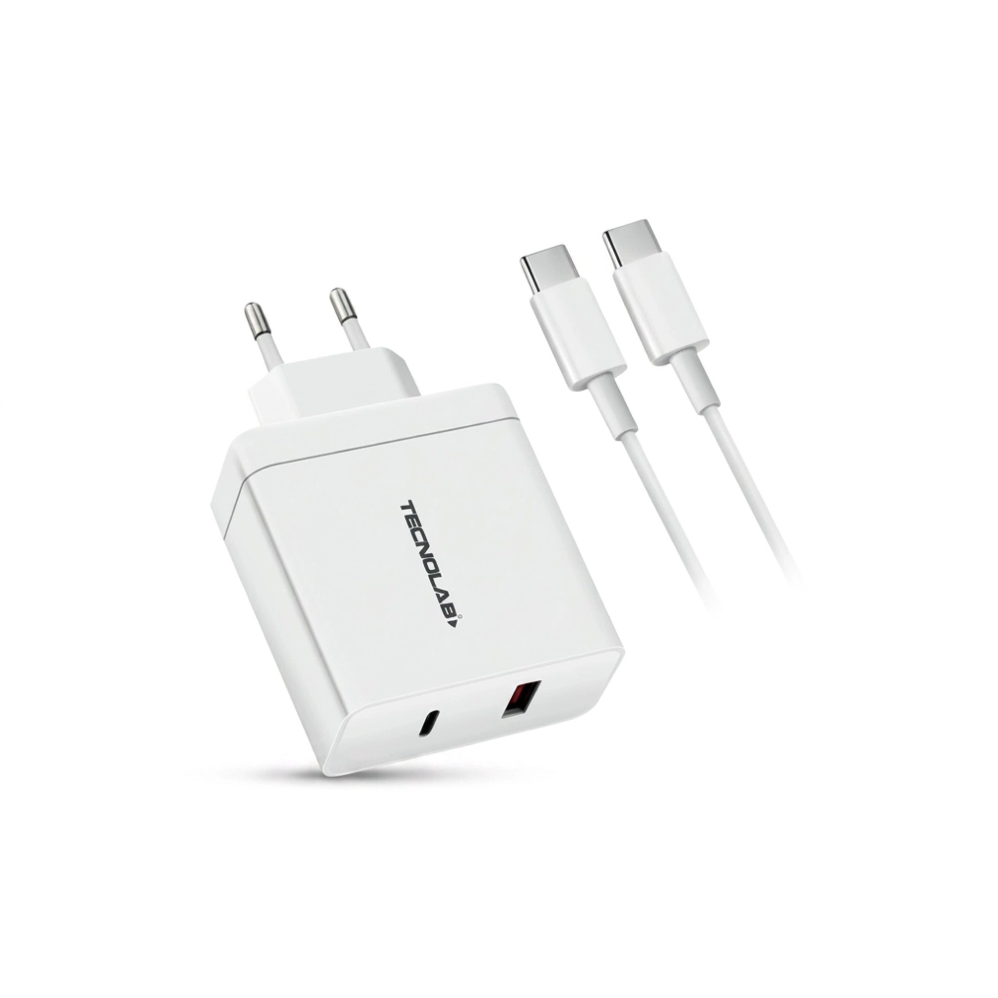 Cargador Rápido Tecnolab 36W USB-C + USB con Cable USB-C