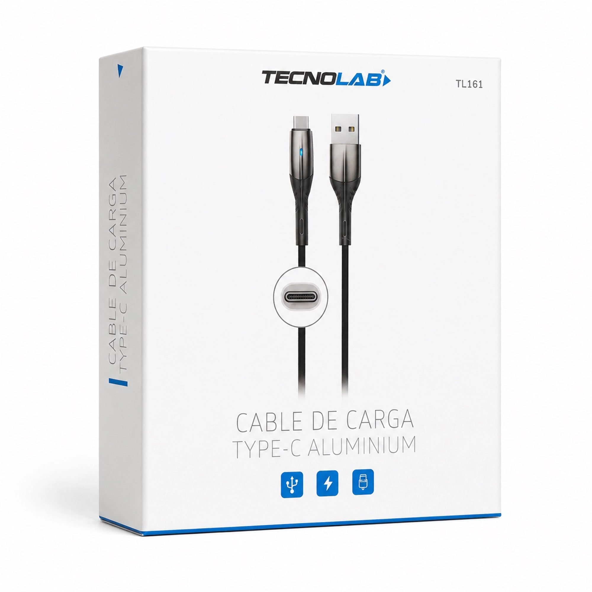 Cable USB-A a USB-C Tecnolab TL161 Aluminio 1M Negro