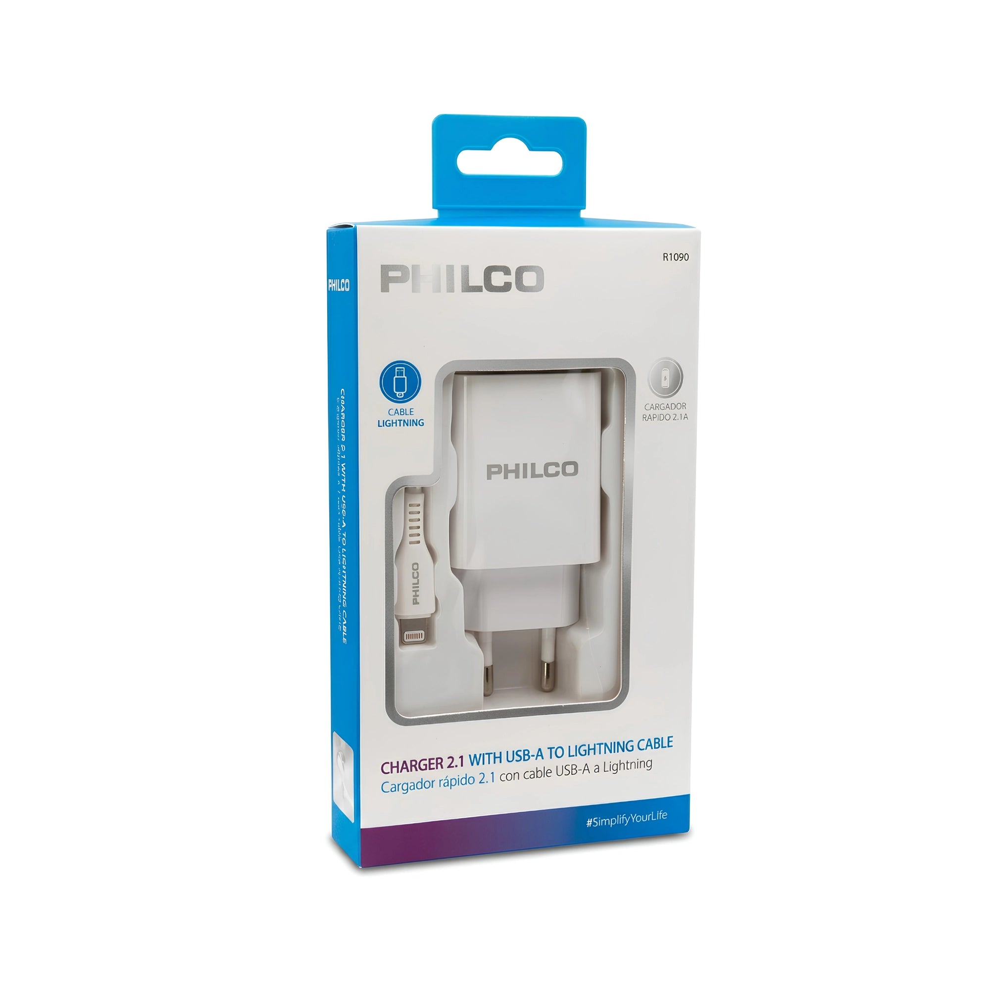 Cargador Philco USB-A a Lightning 2.1A
