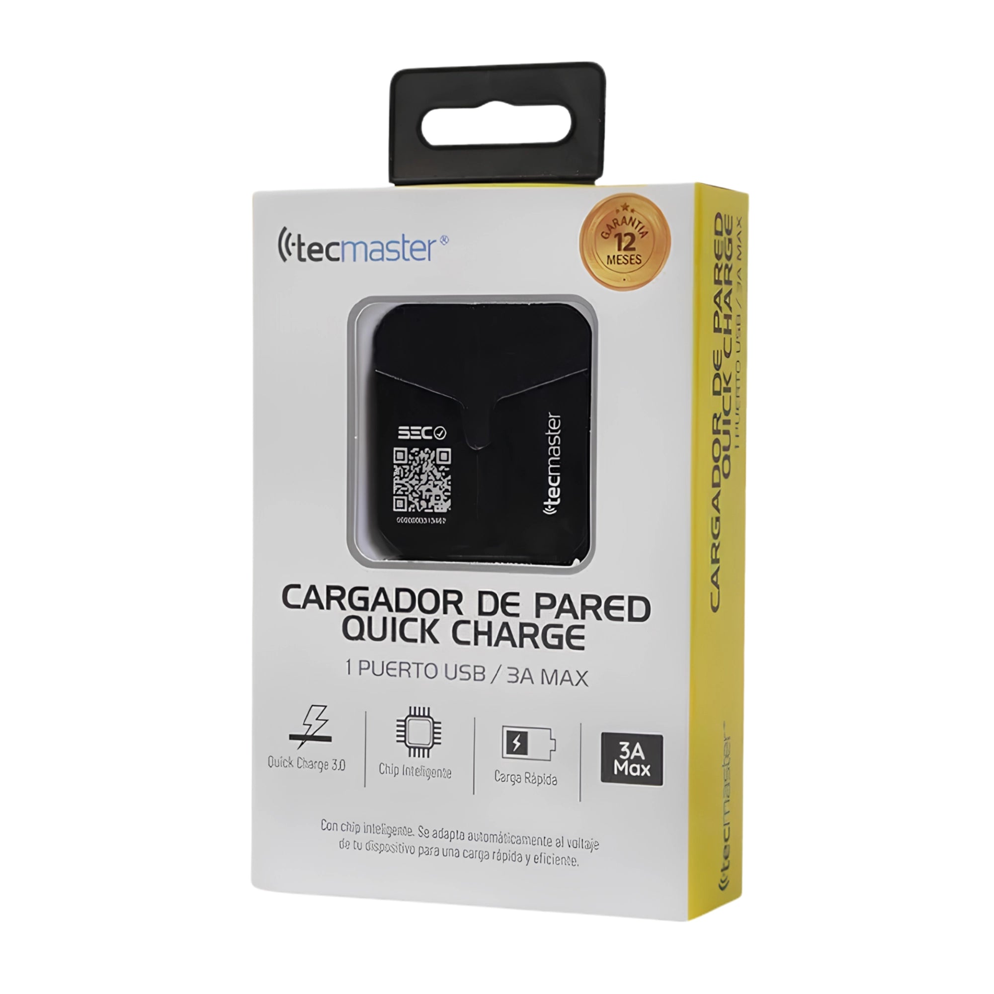 Cargador de Pared Rápido Tecmaster QC 3.0 18W USB-A Negro