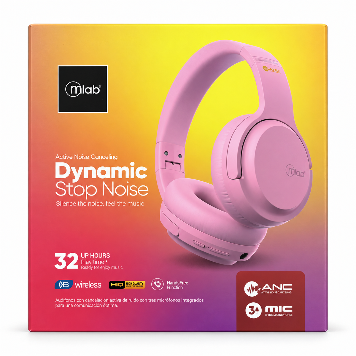 Audífonos Bluetooth Mlab Dynamic Stop Noise ANC – 32 Horas