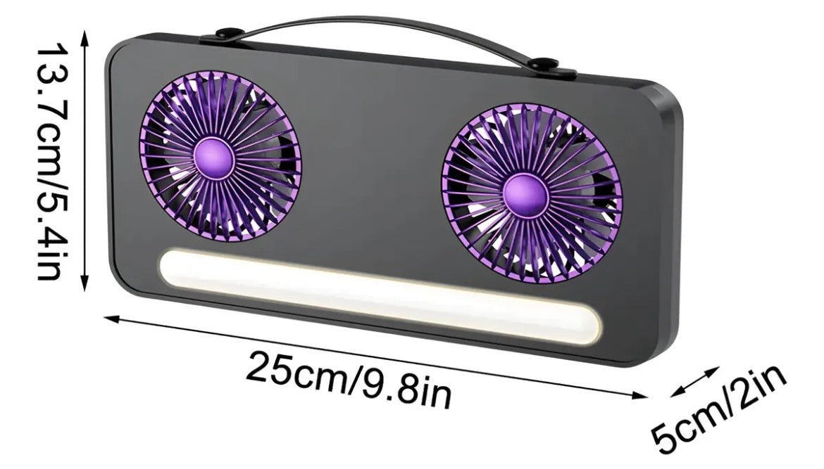 Ventilador Portátil Doble Cabezal Con Luz