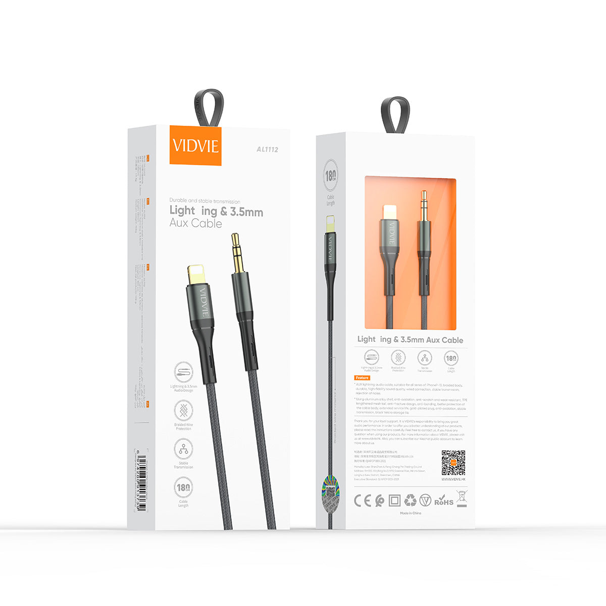 Cable Auxiliar Vidvie para iPhone – Lightning a 3.5 mm