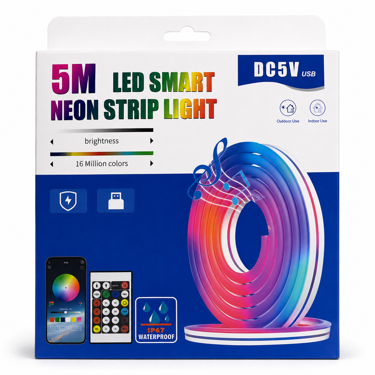 Tira Neón LED Smart RGB 5 Metros USB con App y Control Remoto