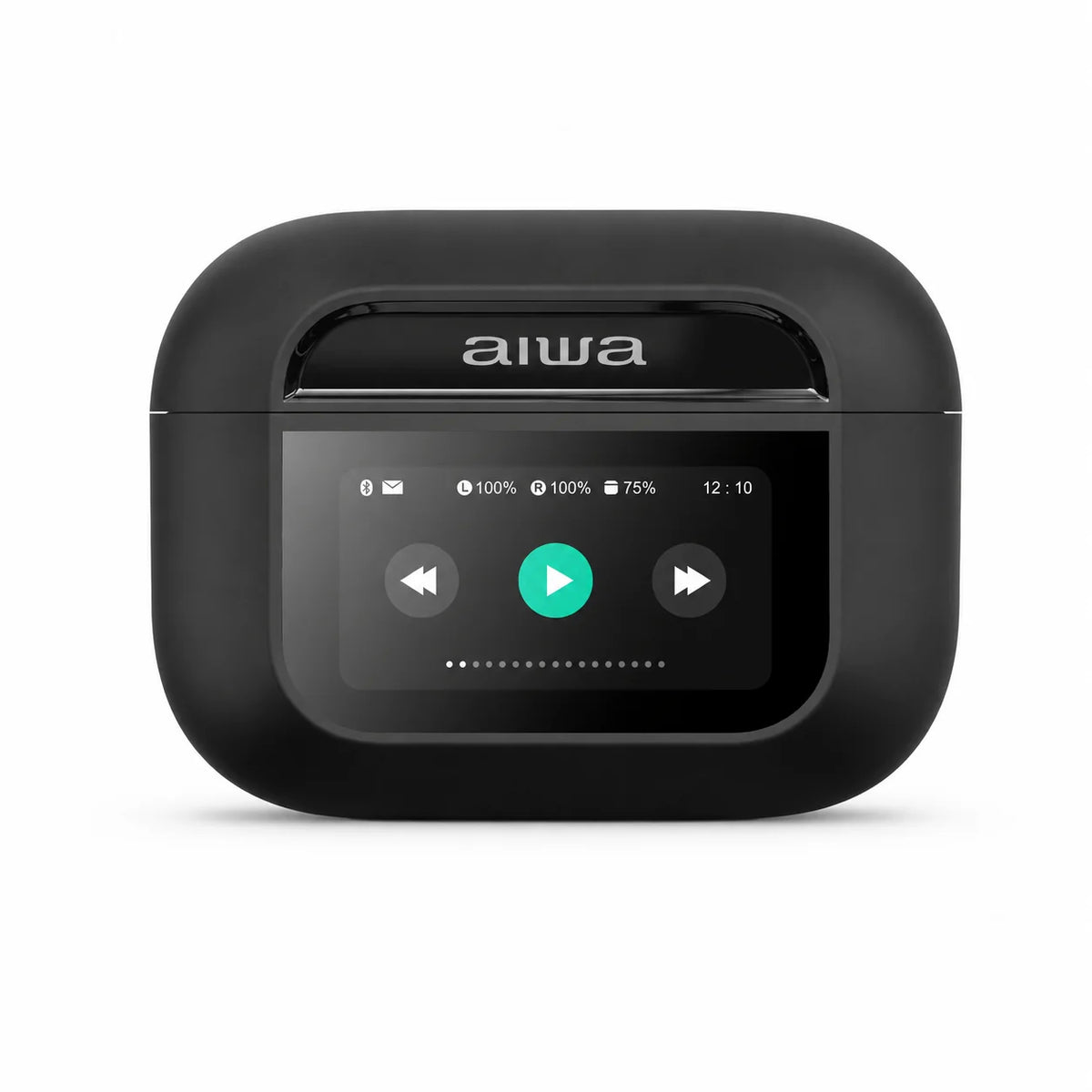 Audífonos Inalámbricos AIWA con Pantalla Táctil y Cancelación de Ruido ANC – Negro