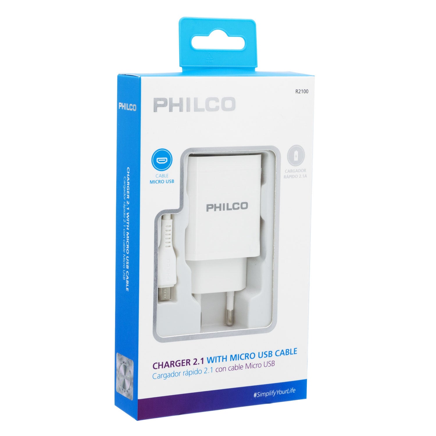 Cargador Philco 2.1A USB a Micro USB