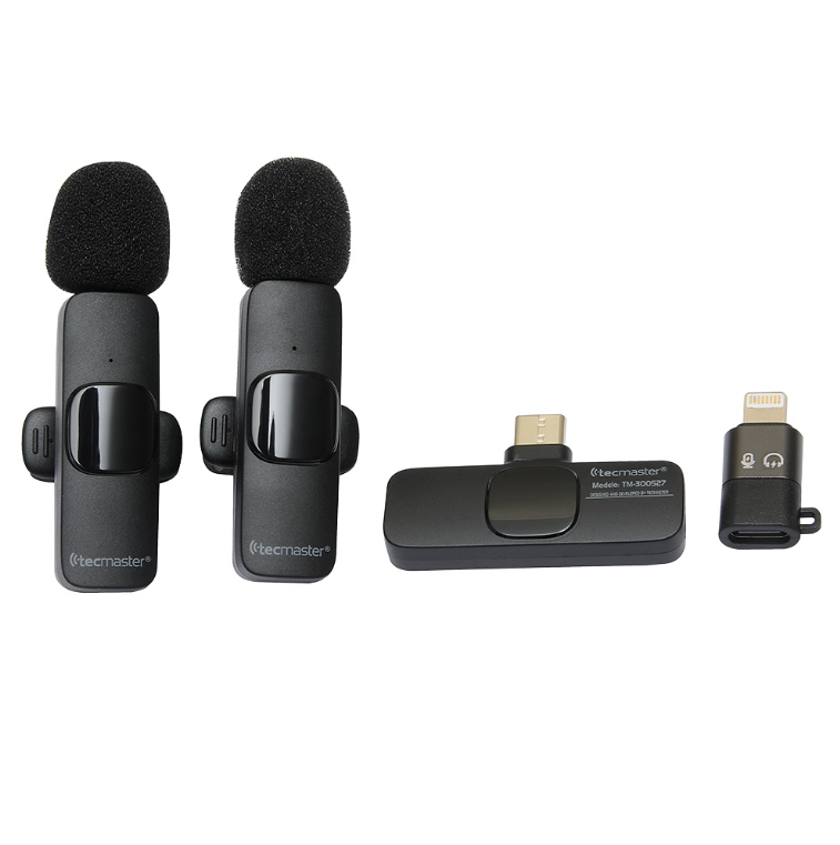 Micrófono Doble Inalámbrico Tecmaster para Android e iPhone