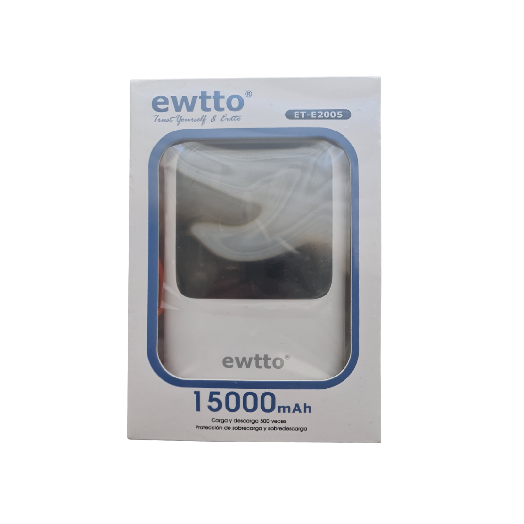 Batería Portátil EWTTO 15.000 mAh – Carga rápida con cables integrados
